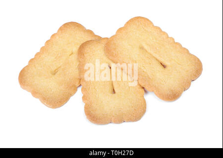 Heap of rectangular cookies isolated on white background Stock Photo