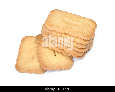 Heap of rectangular cookies isolated on white background Stock Photo