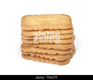 Heap of rectangular cookies isolated on white background Stock Photo