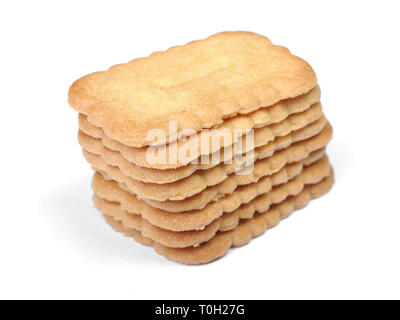 Heap of rectangular cookies isolated on white background Stock Photo