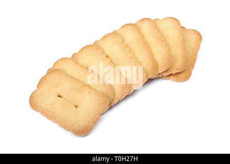 Heap of rectangular cookies isolated on white background Stock Photo
