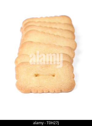 Heap of rectangular cookies isolated on white background Stock Photo