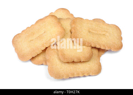 Heap of rectangular cookies isolated on white background Stock Photo