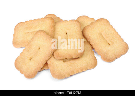 Heap of rectangular cookies isolated on white background Stock Photo
