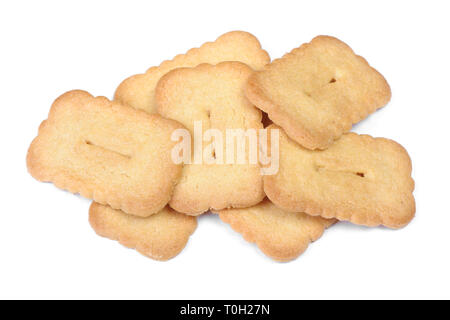 Heap of rectangular cookies isolated on white background Stock Photo