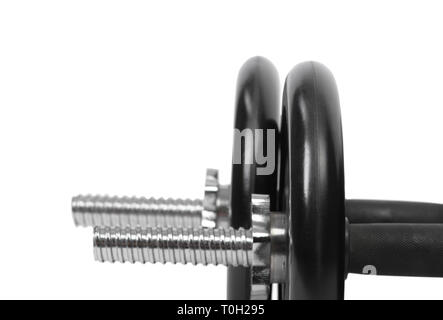 Two adjustable dumbbells isolated on white Stock Photo