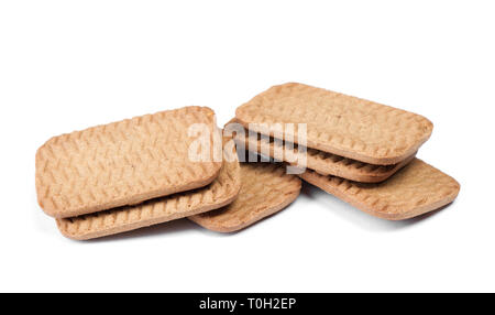 Several rectangular chip cookies isolated on white Stock Photo