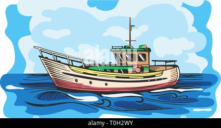 Motor yacht vector Stock Vector