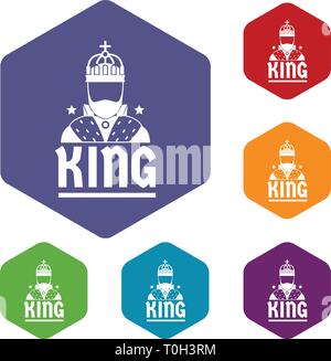 King icons vector hexahedron Stock Vector