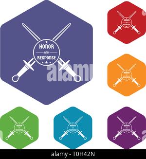Sword icons vector hexahedron Stock Vector