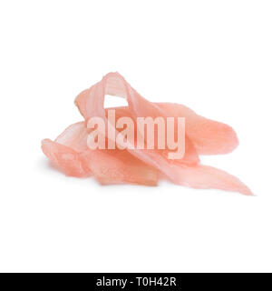 Pink pickled sushi ginger slices isolated on white background Stock Photo