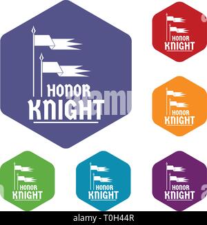 Flag knight icons vector hexahedron Stock Vector
