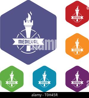 Torch icons vector hexahedron Stock Vector
