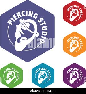 Piercing icons vector hexahedron Stock Vector