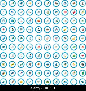 100 insurance icons set, isometric 3d style Stock Vector