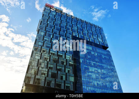 City Gate Towers, Turnurile Portile Orasului, two class A office buildings located in Press Square of Bucharest, capital of Romania. Stock Photo