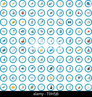 100 interface icons set, isometric 3d style Stock Vector