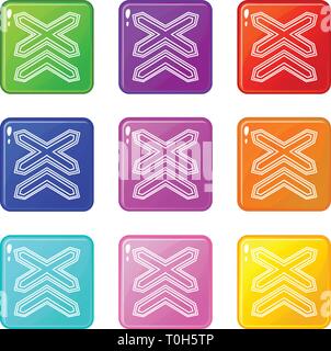 Two non barrier railways icons set 9 color collection Stock Vector