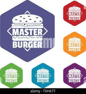 Master burger icons vector hexahedron Stock Vector