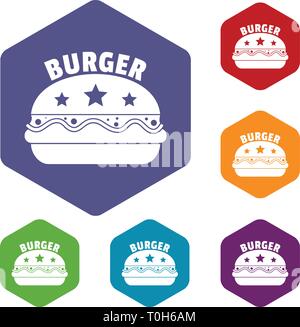 National burger icons vector hexahedron Stock Vector