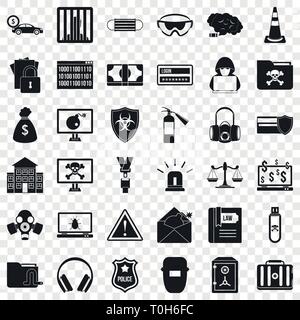 Hacker icons set, simple style Stock Vector