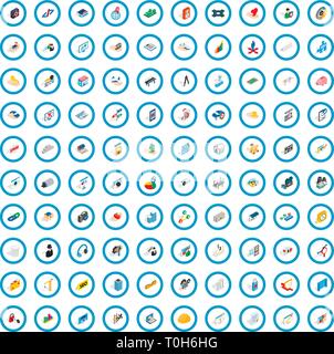 100 internet icons set, isometric 3d style Stock Vector