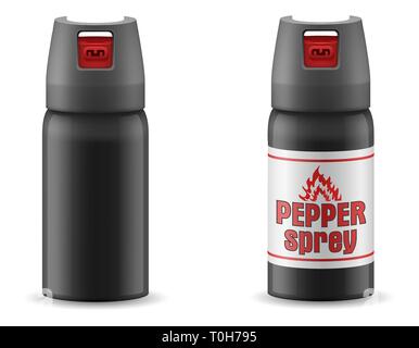 pepper gas sprey self defense vector illustration isolated on white background Stock Vector
