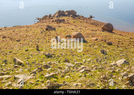 shot of this popular Don Pedro Reservoir in the Sierra Foothills - Tuolomne County, California - Image Stock Photo