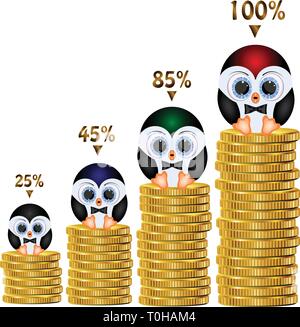 chart of coins 3d vector illustration Stock Vector