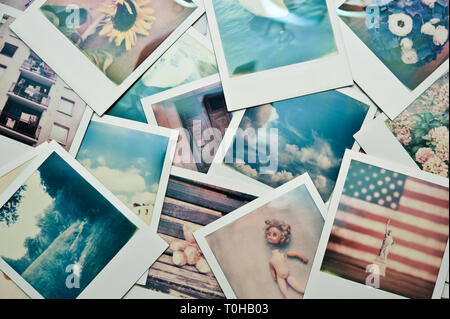 background of Polaroids photos Stock Photo