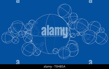 Abstract outline spheres concept. Vector Stock Vector