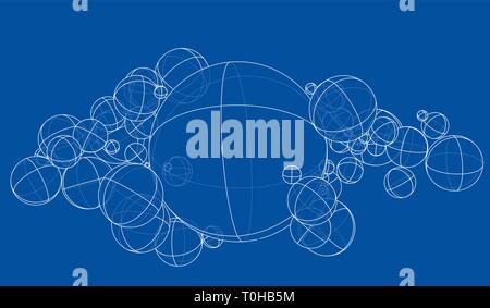 Abstract outline spheres concept. Vector Stock Vector