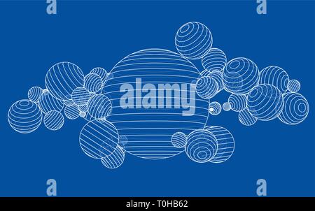 Abstract outline spheres concept. Vector Stock Vector