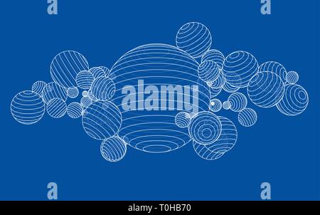 Abstract outline spheres concept. Vector Stock Vector
