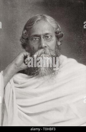 Rabindranath Tagore, 1861 – 1941, sobriquet Gurudev. Bengali Stock ...