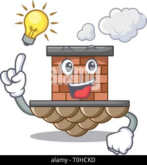 Have an idea brick chimney next the cartoon roof Stock Vector