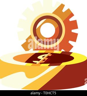 gear work gold dollar symbol vector illustration Stock Vector Image ...