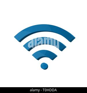 Wi-fi communication. Wireless Internet. Blue icon. Vector illustration. Stock Vector