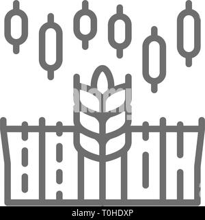 Wheat index growth chart, rising cost of food, stock market trading line icon. Stock Vector