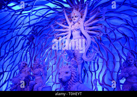 Idol of Goddess on Durga Puja festival, Kolkata, West Bengal, India, Asia Stock Photo