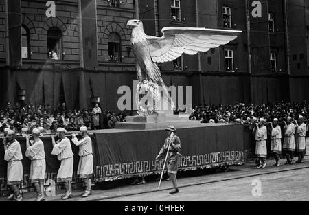 National Socialism, parades, 'Tag der deutschen Kunst', Munich 8th- 10.7.1938, procession, Ludwigstrasse (street), diagram, imperial eagle, Additional-Rights-Clearance-Info-Not-Available Stock Photo