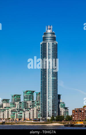 England, London, Vauxhall, St.George Wharf Tower aka Vauxhall Tower Residential Riverside Apartment Complex Stock Photo