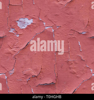 seamless painted weathered cracked textured red wall. background, exterior Stock Photo
