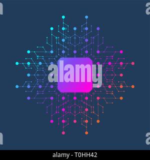 Chip vector illustration icon - computer chip symbol or design element. Computer chip or microchip processor for Artificial Intelligence AI concept. Stock Vector
