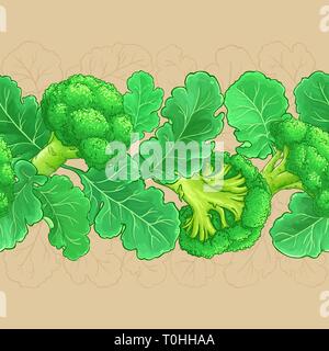 broccoli vector pattern on color background Stock Vector