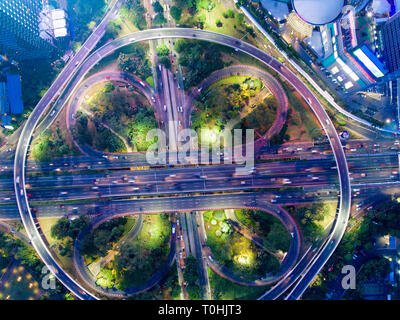 Semanggi intersection, new look. The famous landmark of Jakarta lend its design from an aquatic plant Marsilea crenata. Stock Photo