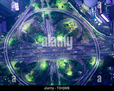 Semanggi intersection, new look. The famous landmark of Jakarta lend its design from an aquatic plant Marsilea crenata. Stock Photo