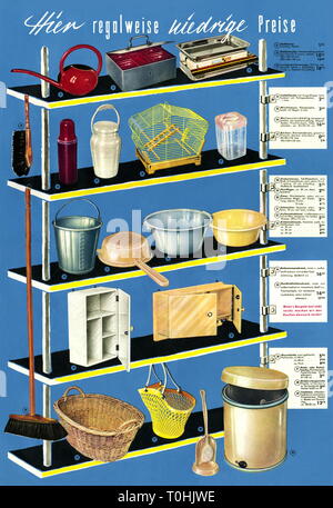 advertising, household, Hertie prospectus, low prices for homewares, Germany, circa 1956, Additional-Rights-Clearance-Info-Not-Available Stock Photo