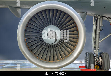 Close-up view of a Jet engine turbine Stock Photo