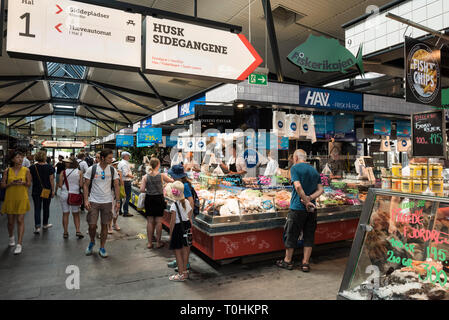 Copenhagen. Denmark. Torvehallerne food market in the Nørrebro district, Frederiksborggade 21. Stock Photo